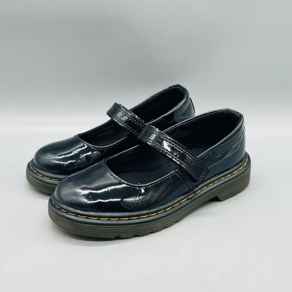 Dr Martens Shoes Girls 13 Black Patent MACCY Mary Jane Hook & Loop Dress School